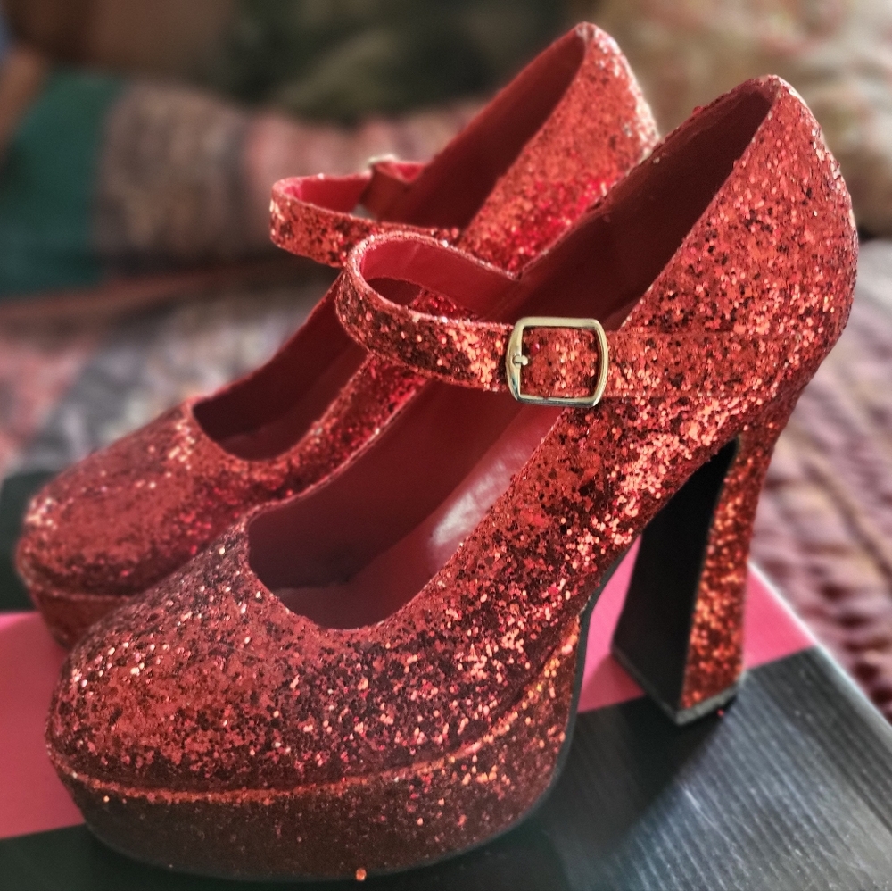Dorthy Glittery Red Platform Heels